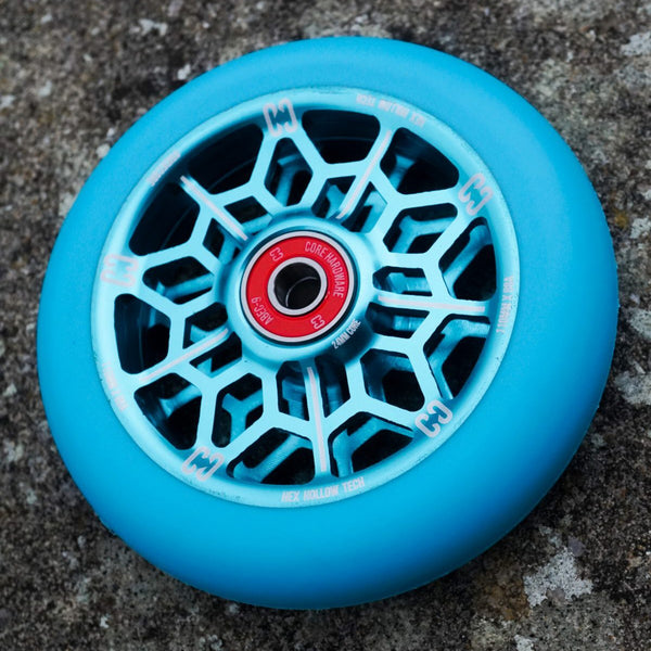 Core-Hex-Hollow-Stunt-Scooter-Wheel-110mm-Blue-Spokes