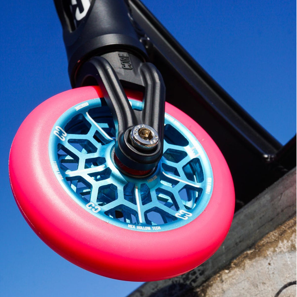 Core-Hex-Hollow-Stunt-Scooter-Wheel-110mm-Pink-Blue-In-Scooter
