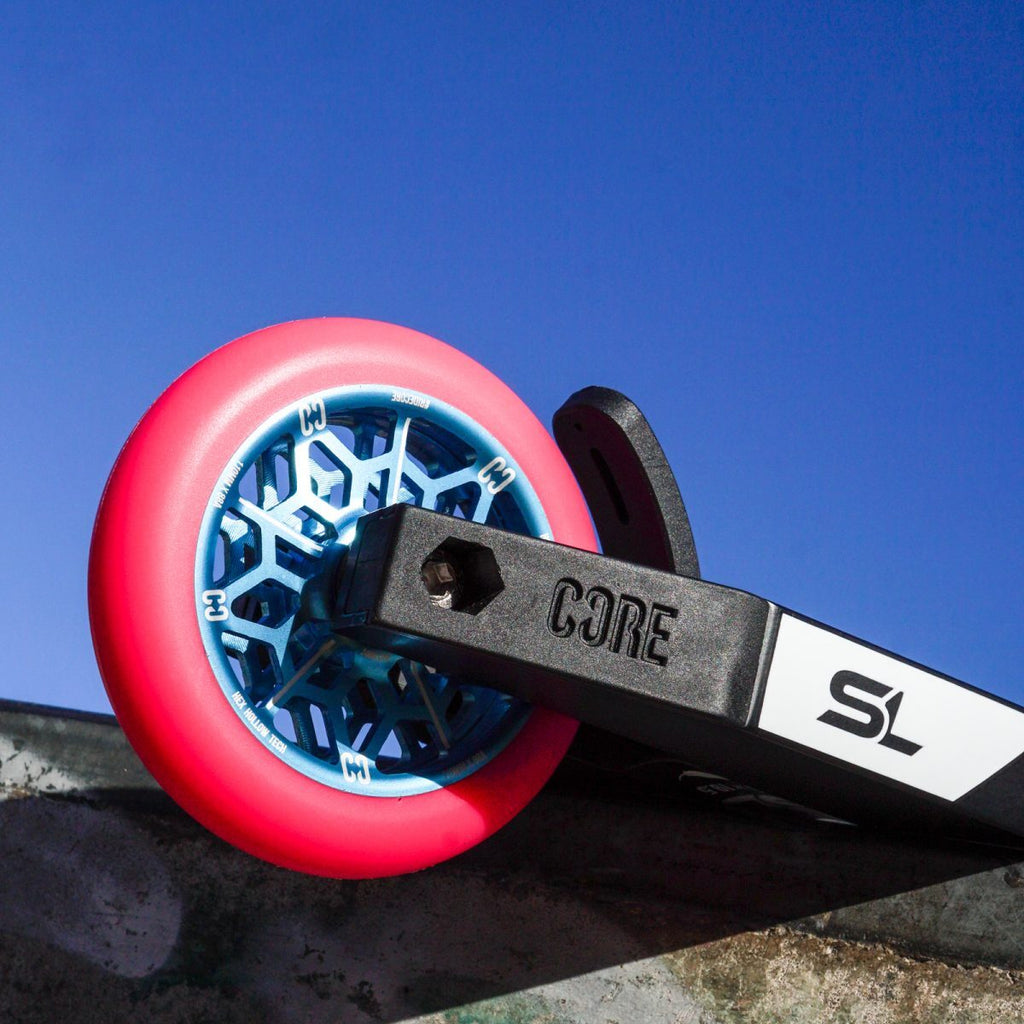Core-Hex-Hollow-Stunt-Scooter-Wheel-110mm-Pink-Blue-As-Rear-Wheel