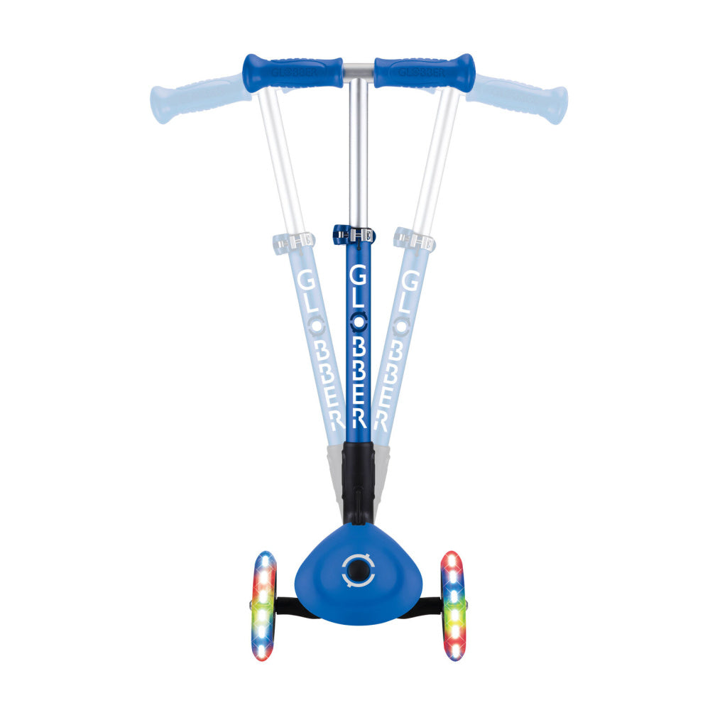 GLOBBER-Junior-Foldable-Lights-3-Wheel-Scooter-Blue-Sideways-View