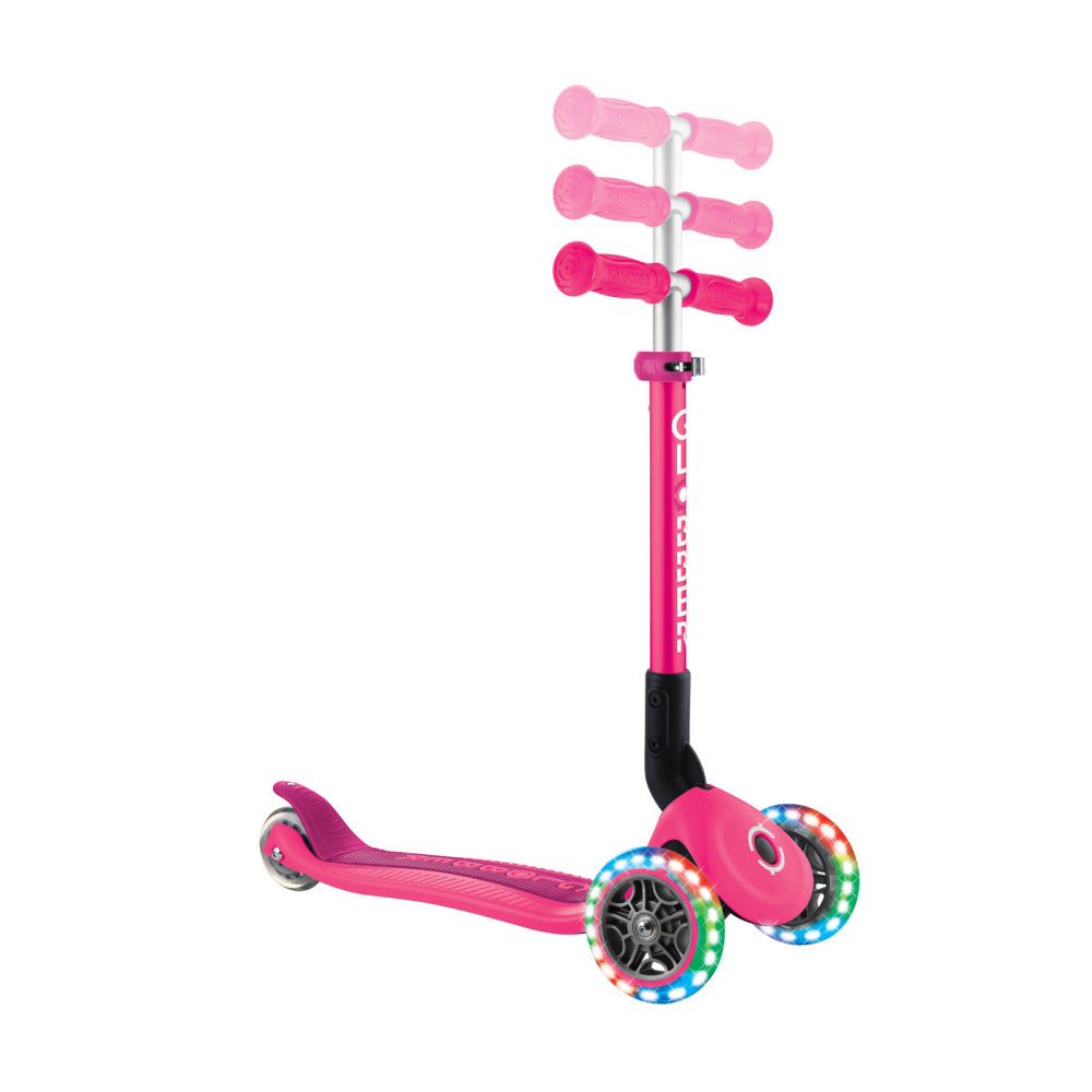 GLOBBER-Junior-Foldable-Lights-3-Wheel-Scooter-Pink-Height-Adjsut