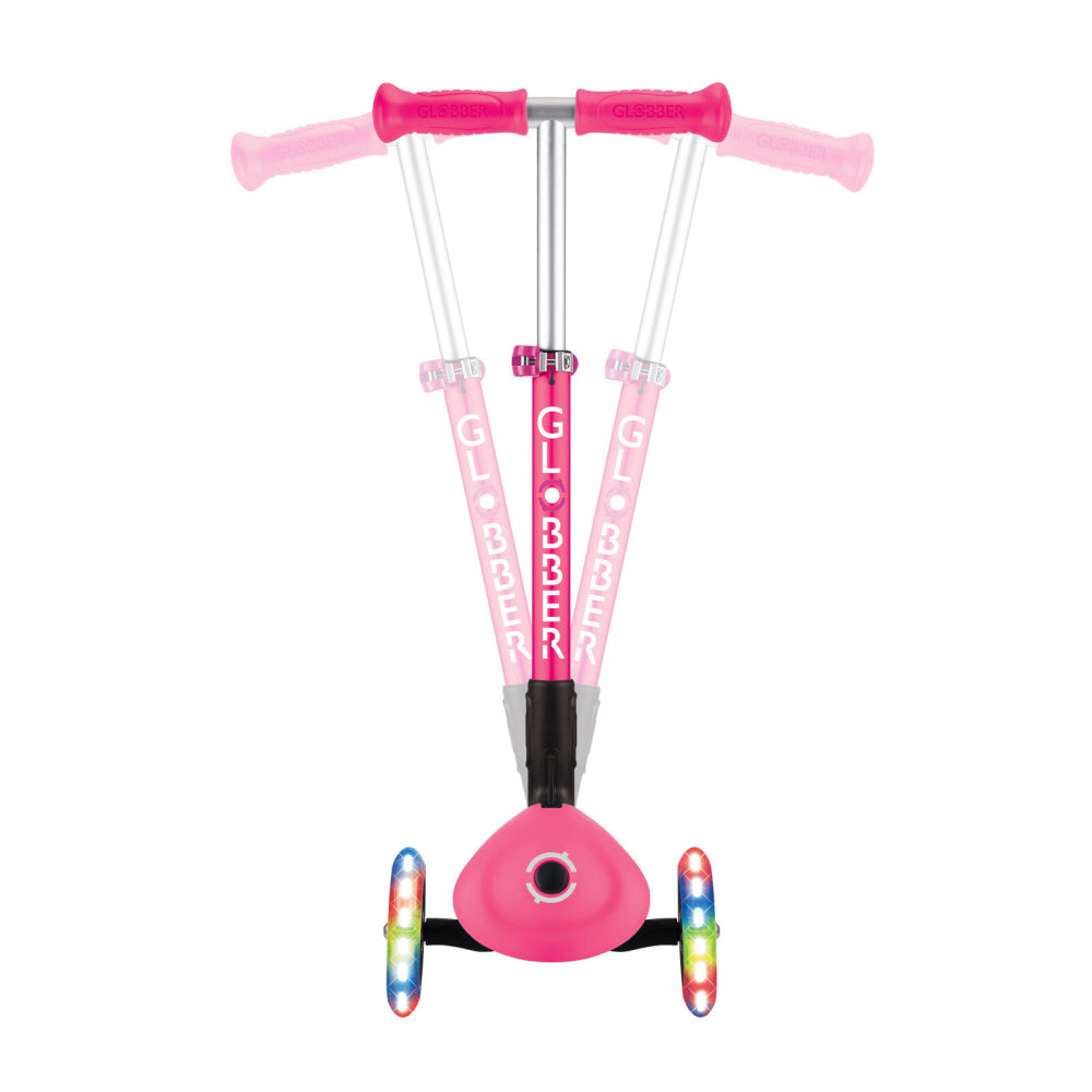 GLOBBER-Junior-Foldable-Lights-3-Wheel-Scooter-Pink-Sideways-Movement
