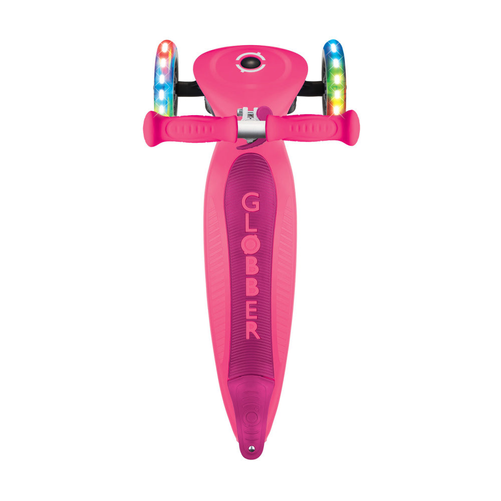 GLOBBER-Junior-Foldable-Lights-3-Wheel-Scooter-Pink-Top-View