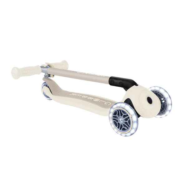 Globber-Ecologic-3-Wheel-Primo-Foldable-Lights-Anodised-Scooter-Coconut-Folded