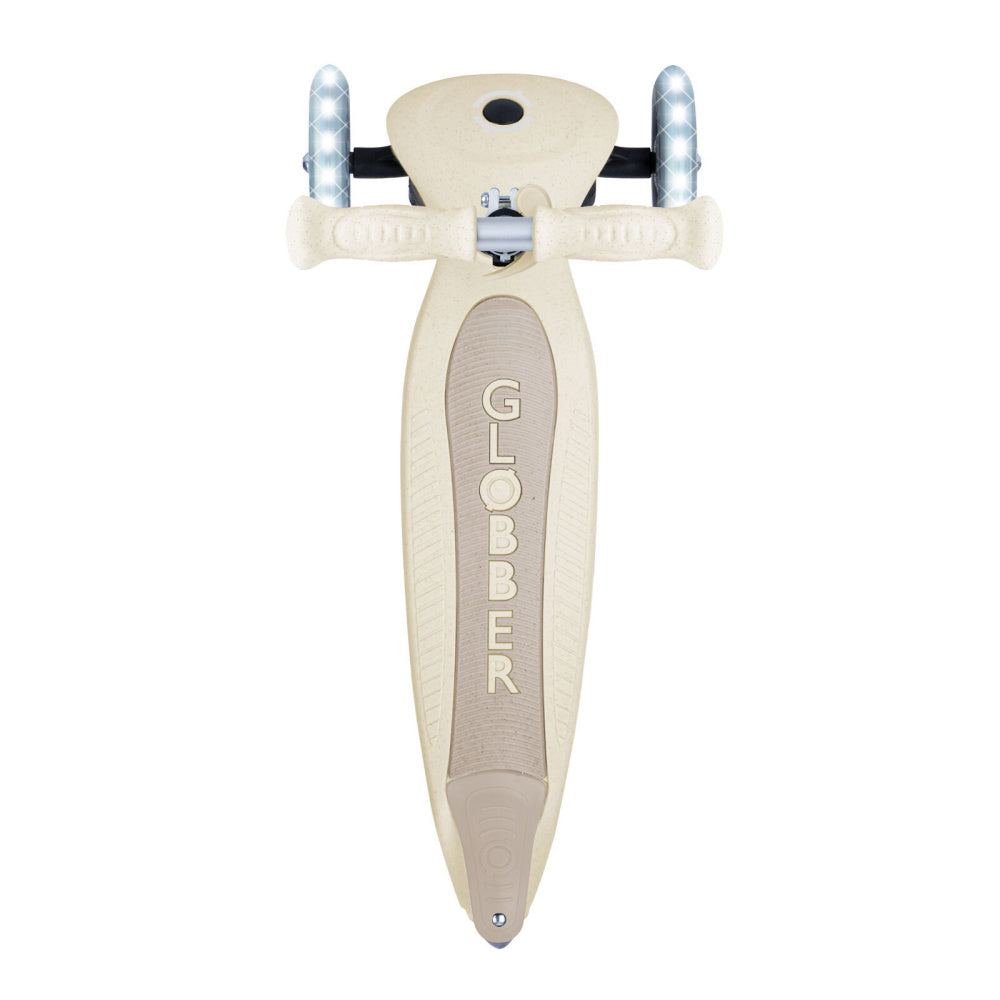 Globber-Ecologic-3-Wheel-Primo-Foldable-Lights-Anodised-Scooter-Coconut-Top-View