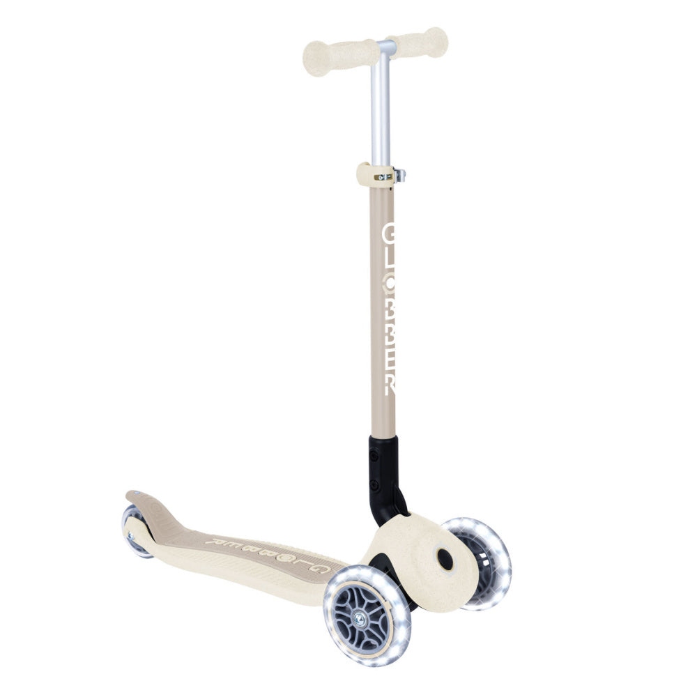 Globber-Ecologic-3-Wheel-Primo-Foldable-Lights-Anodised-Scooter-Coconut