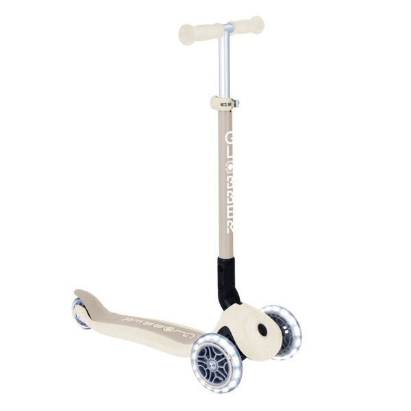 Globber-Ecologic-3-Wheel-Primo-Foldable-Lights-Anodised-Scooter-Coconut