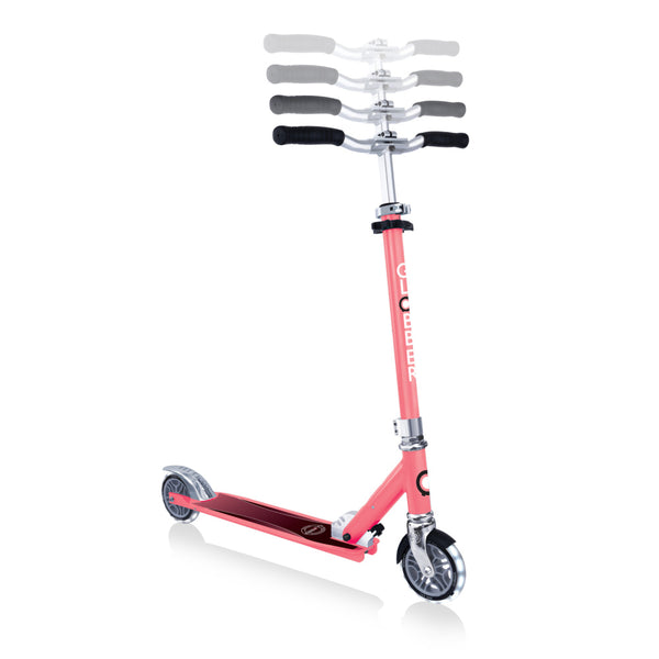Globber-Flow-Element-Lights-Coral-Pink-Scooter-Showing_-Handlebar-Heights