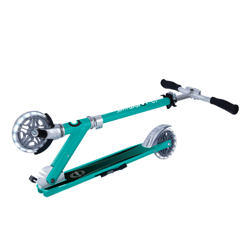 Globber-Flow-Element-Scooter-with-Lights-Jade-Folded
