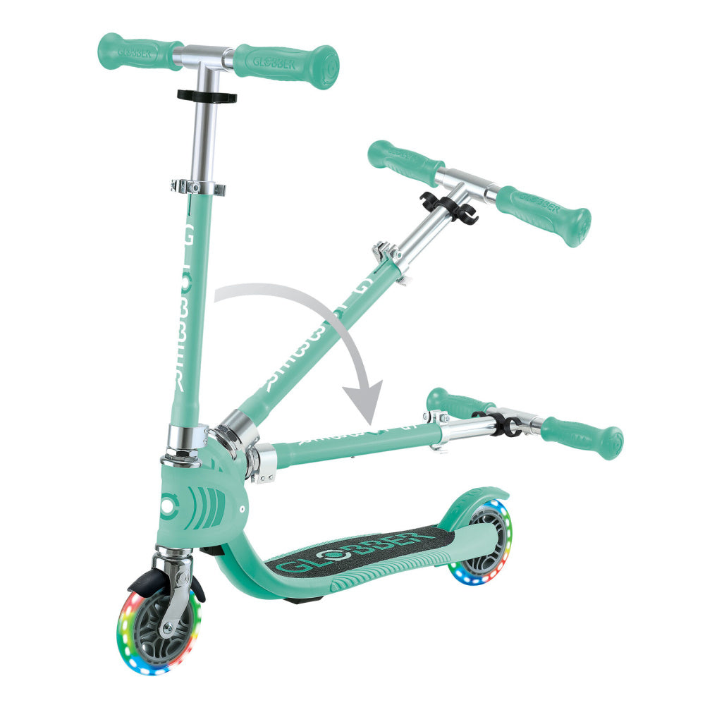 Globber-Flow-Fold-JNR-Lights-Mint-Showing-Folding