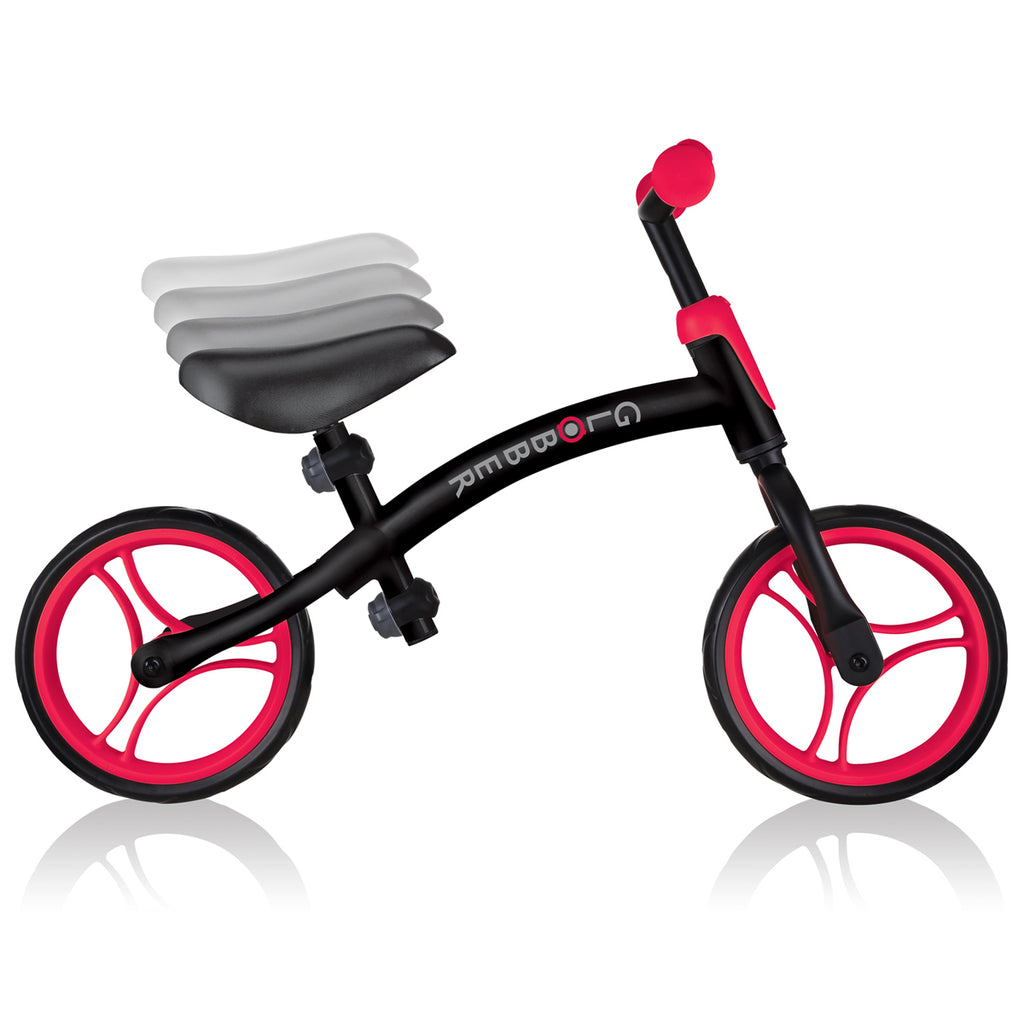 Globber-Go-Bike-Duo-Balance-Bike-Red-Side-View-With-Seat-Hights