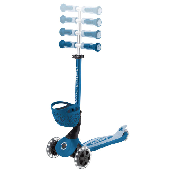 Globber-Go-Up-Baby-Lights-360-Blue-Scooter-Bar-Height-Adjust