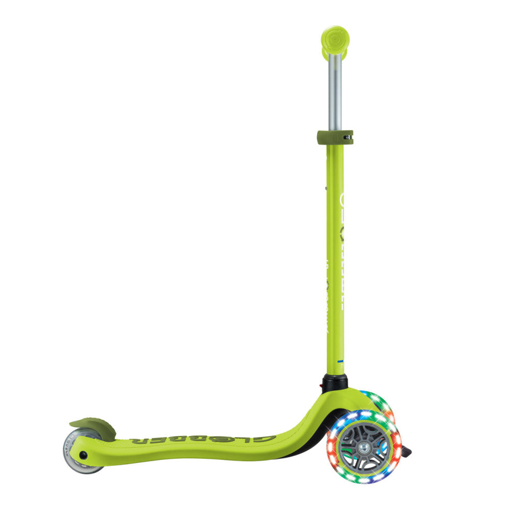 Globber-Go-Up-Sporty-Lights-V2-Lime-Green_Khaki-Side-View