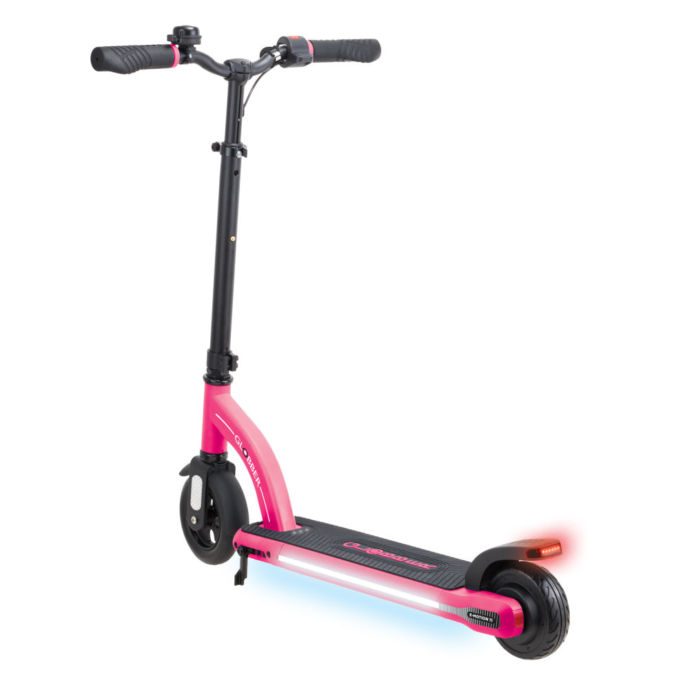 Globber-ONE-E-Motion-11-Electric-Scooter-Pink-Showing-Kickstand