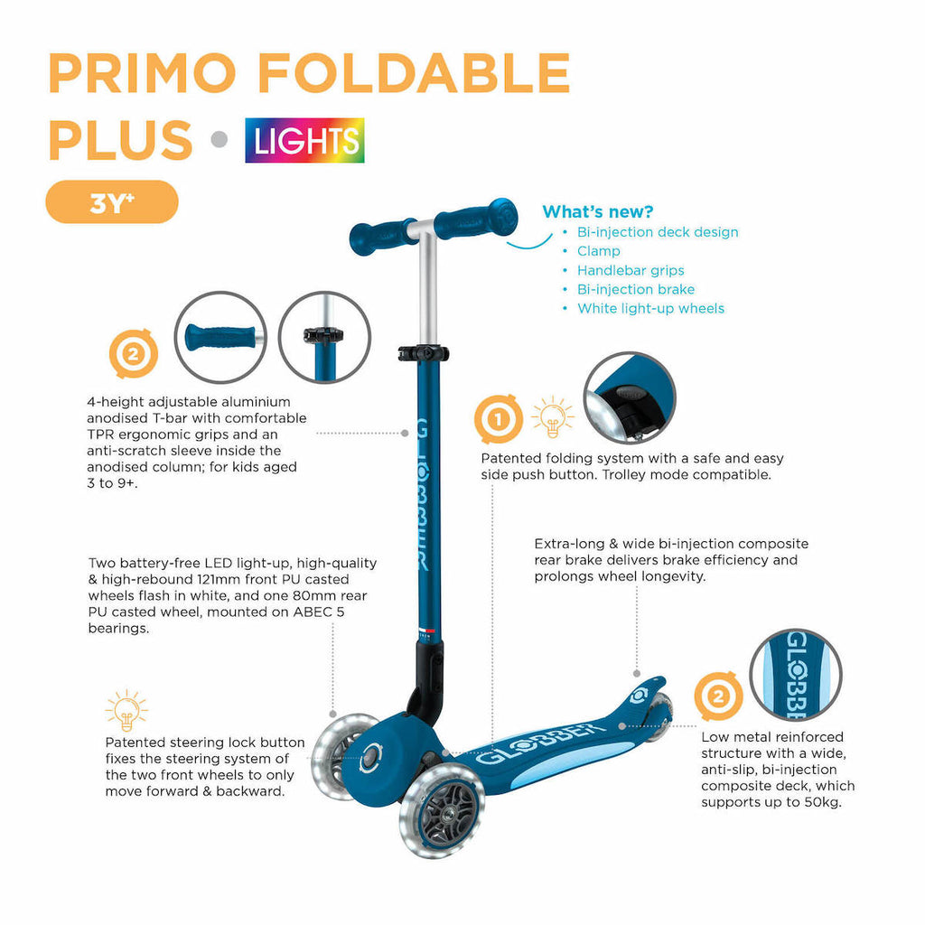 Globber-Primo-Lights-Foldable-Three-Wheel-Scooter-Details