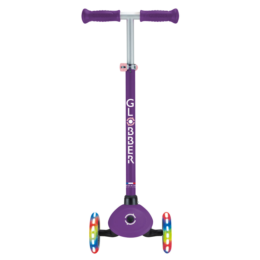 Globber-Primo-Lights-V2-Toddler-Scooter-Purple-Front