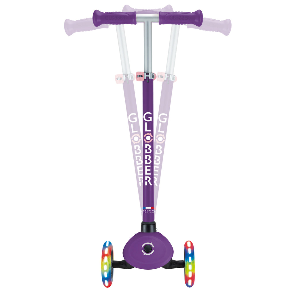 Globber-Primo-Lights-V2-Toddler-Scooter-Purple-Lean