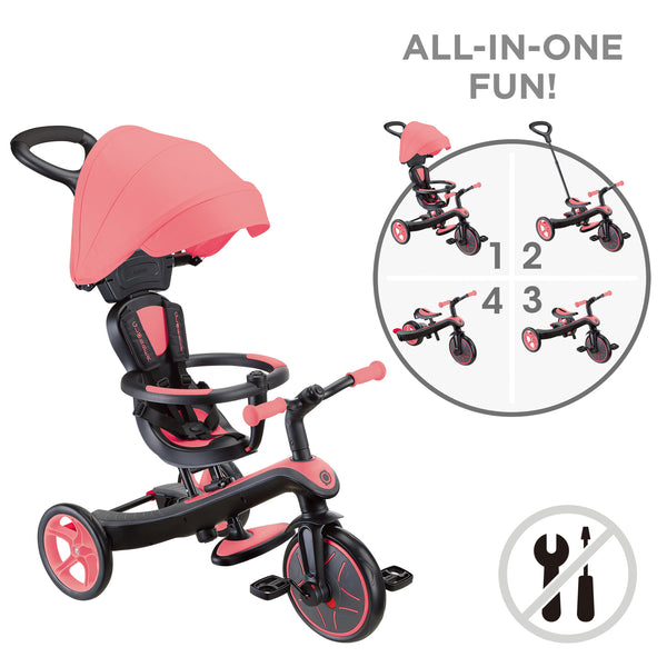 Globber-Explorer-Trike-4-in-1-Coral-Options