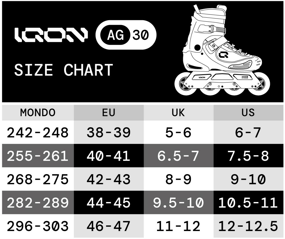 IQON-AG30-Lite-Urban-Inline-Skates-Black-Size-Chart