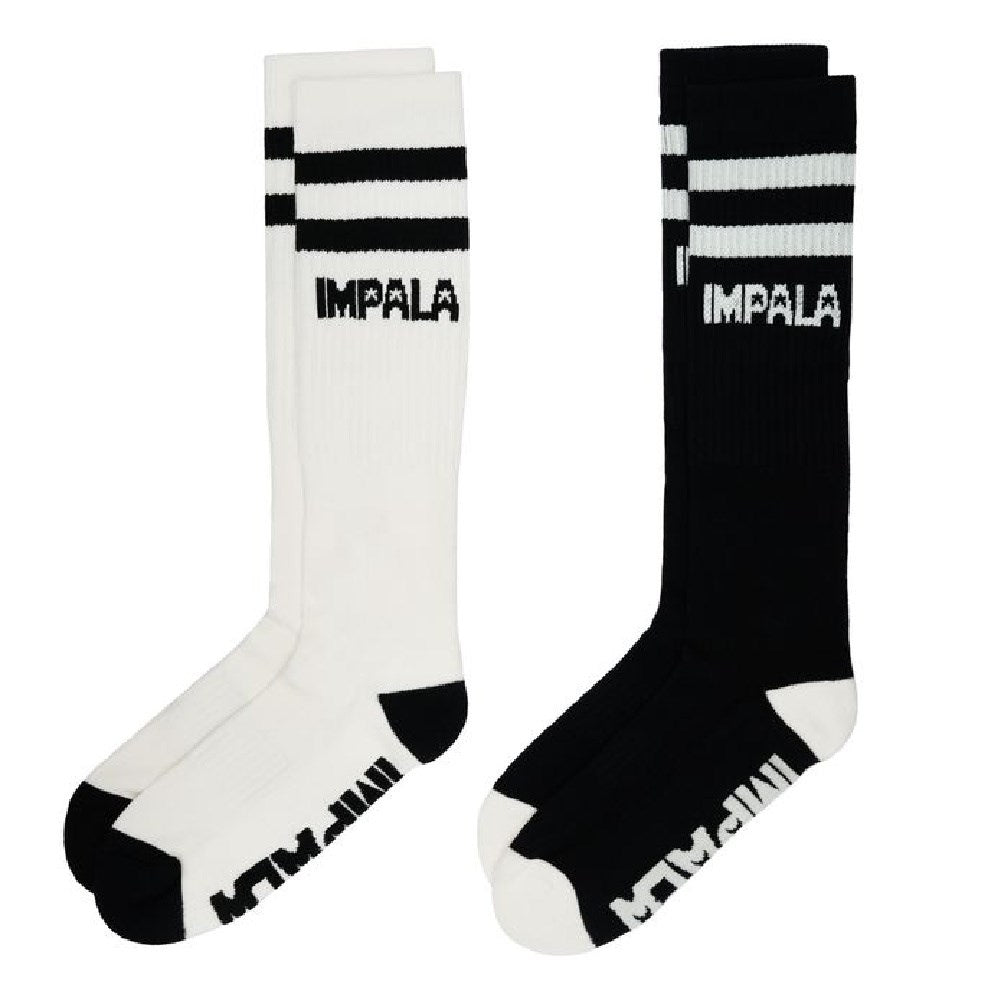 Impala-Rollerskate-High-Socks-2-Pack-Black-White-Stripe