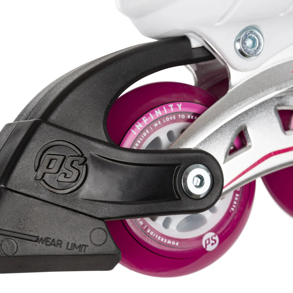 Powerslide-Phuzion-Universe-Adjustable-4-Wheel-Inline-Skate-Pink-Close-Up-Brake