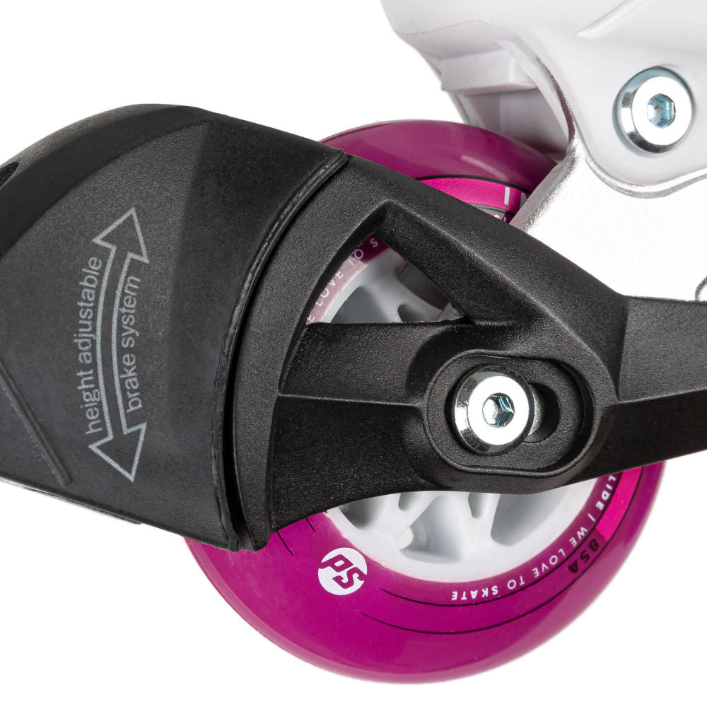 Powerslide-Phuzion-Universe-Adjustable-Inline-Skate-Pink-Rear-Close-Up-Brake