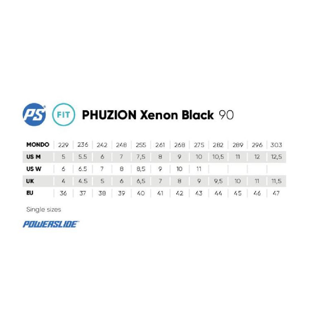 Powerslide-Phuzion-Xenon-Mens-90-Inline-Skates-size-Chart