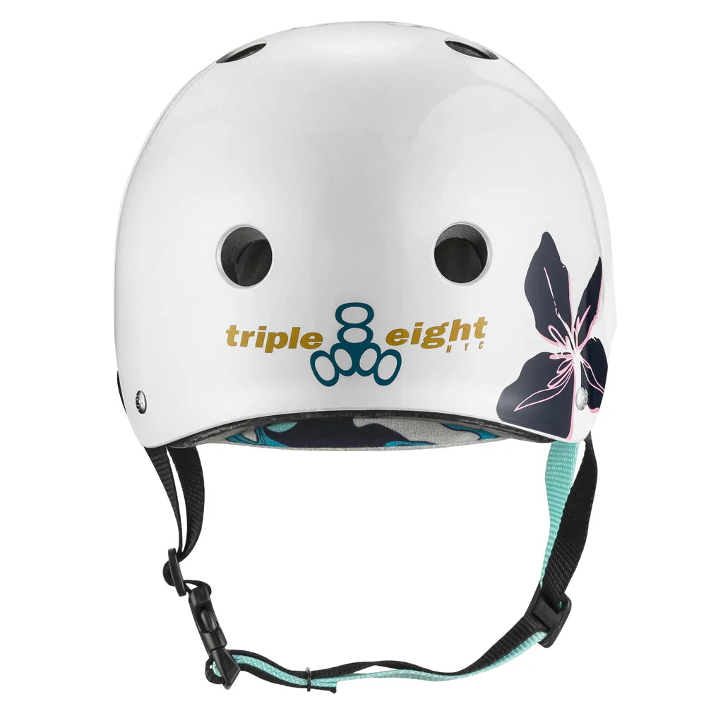 Triple 8 THE-Certified-Sweat-Saver-Helmet-Floral-Rear