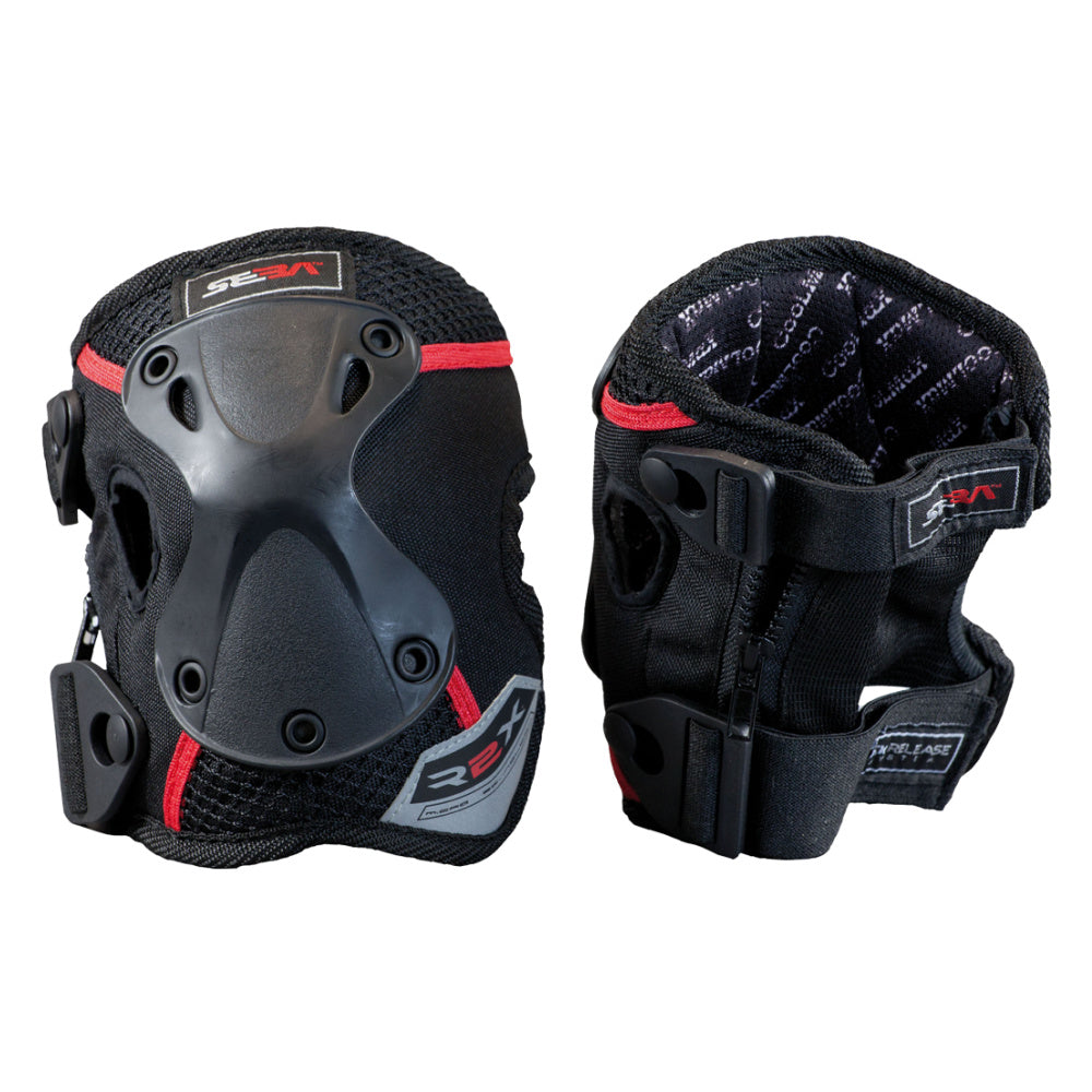SEBA-Pro-Knee-Pads-With-Zipper-Black-Red-Complete-View
